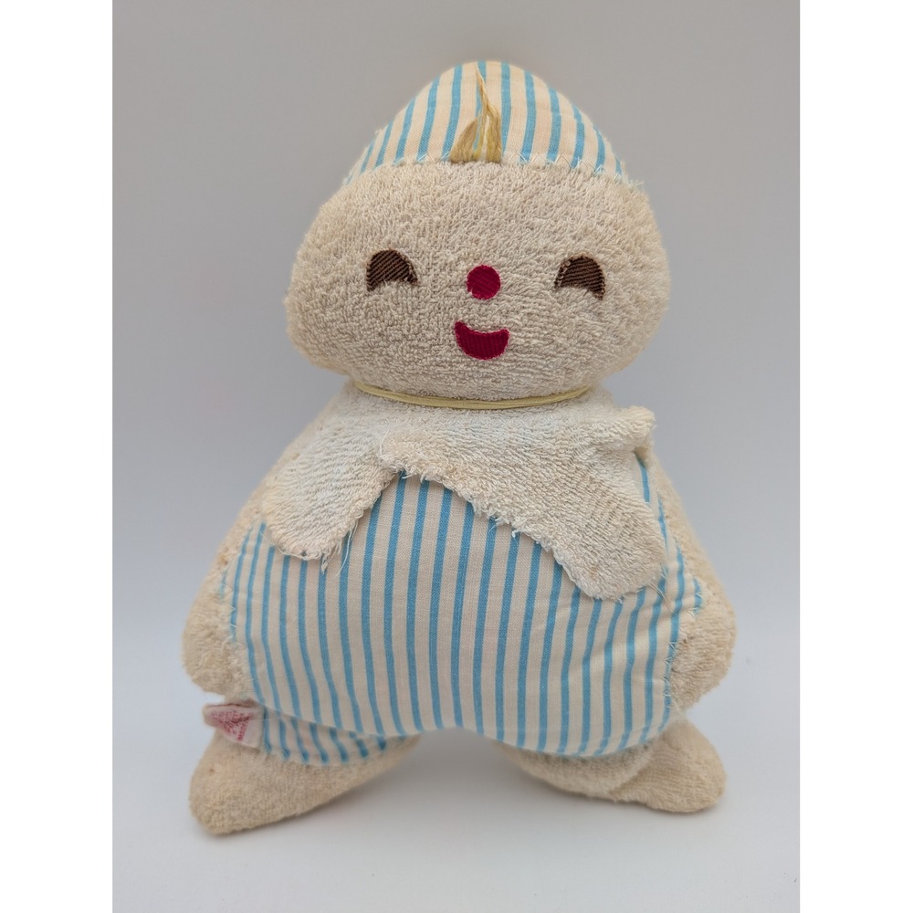 Dee Gee Plush Baby Doll Blue Cream Striped Terry Cloth Vintage USA